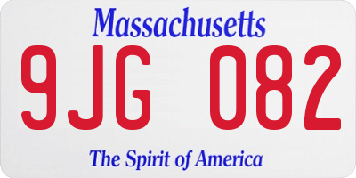 MA license plate 9JG082