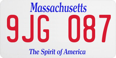 MA license plate 9JG087