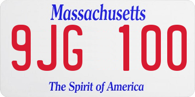MA license plate 9JG100