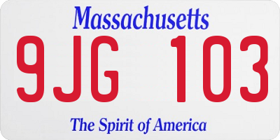 MA license plate 9JG103