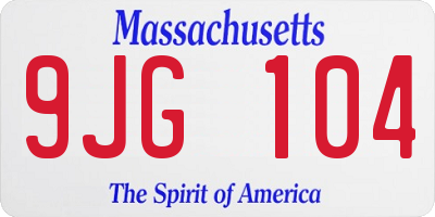 MA license plate 9JG104