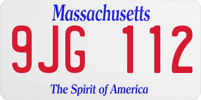 MA license plate 9JG112