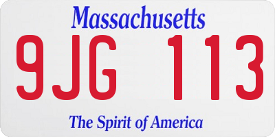 MA license plate 9JG113