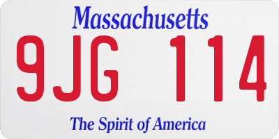 MA license plate 9JG114