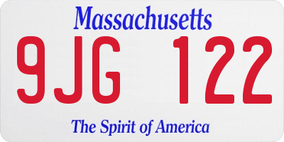 MA license plate 9JG122