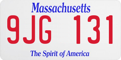 MA license plate 9JG131