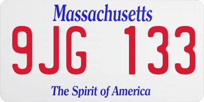 MA license plate 9JG133