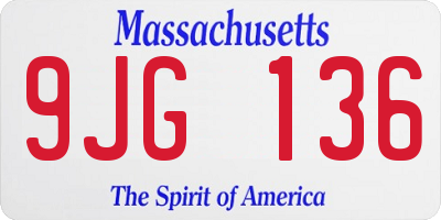 MA license plate 9JG136