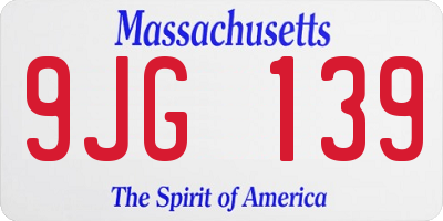 MA license plate 9JG139