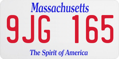 MA license plate 9JG165