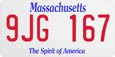 MA license plate 9JG167