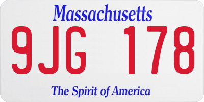 MA license plate 9JG178
