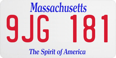 MA license plate 9JG181