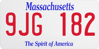 MA license plate 9JG182