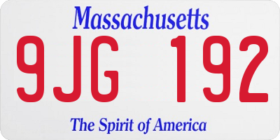 MA license plate 9JG192