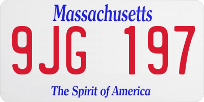 MA license plate 9JG197