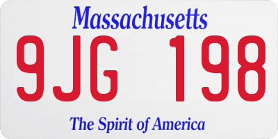 MA license plate 9JG198