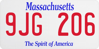 MA license plate 9JG206