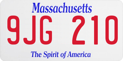 MA license plate 9JG210