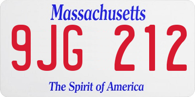 MA license plate 9JG212