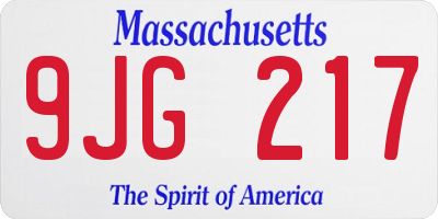 MA license plate 9JG217