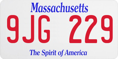 MA license plate 9JG229
