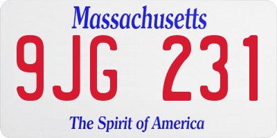 MA license plate 9JG231