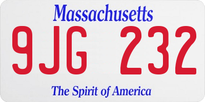 MA license plate 9JG232