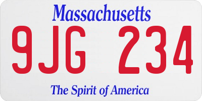 MA license plate 9JG234