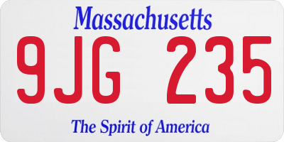 MA license plate 9JG235