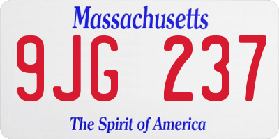 MA license plate 9JG237