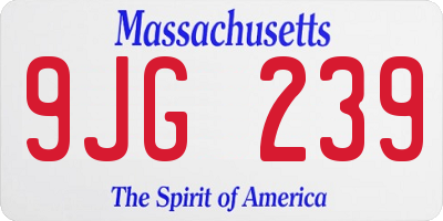MA license plate 9JG239