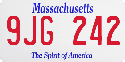 MA license plate 9JG242