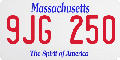 MA license plate 9JG250