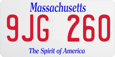 MA license plate 9JG260