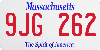 MA license plate 9JG262