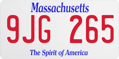 MA license plate 9JG265
