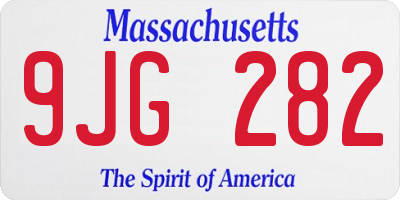 MA license plate 9JG282