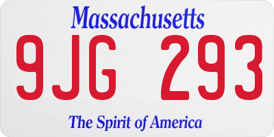 MA license plate 9JG293