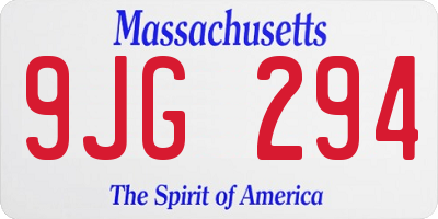 MA license plate 9JG294