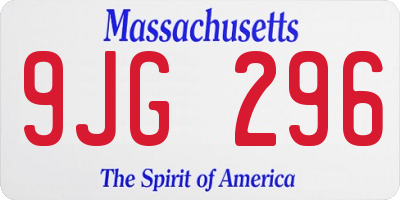 MA license plate 9JG296