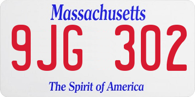 MA license plate 9JG302