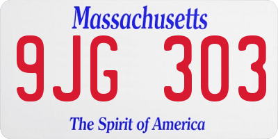 MA license plate 9JG303