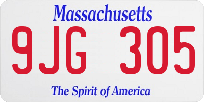 MA license plate 9JG305