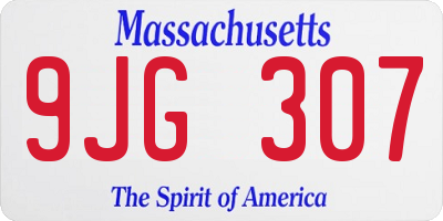 MA license plate 9JG307