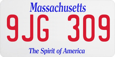 MA license plate 9JG309