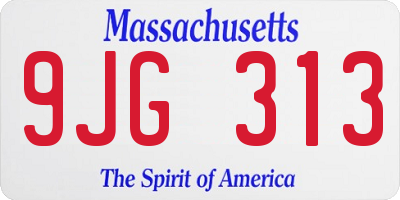 MA license plate 9JG313