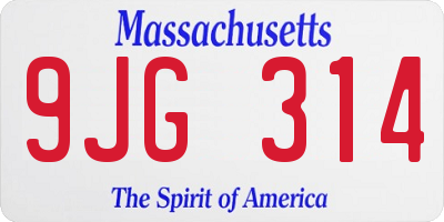 MA license plate 9JG314