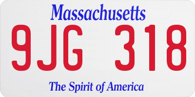 MA license plate 9JG318