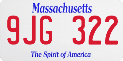 MA license plate 9JG322